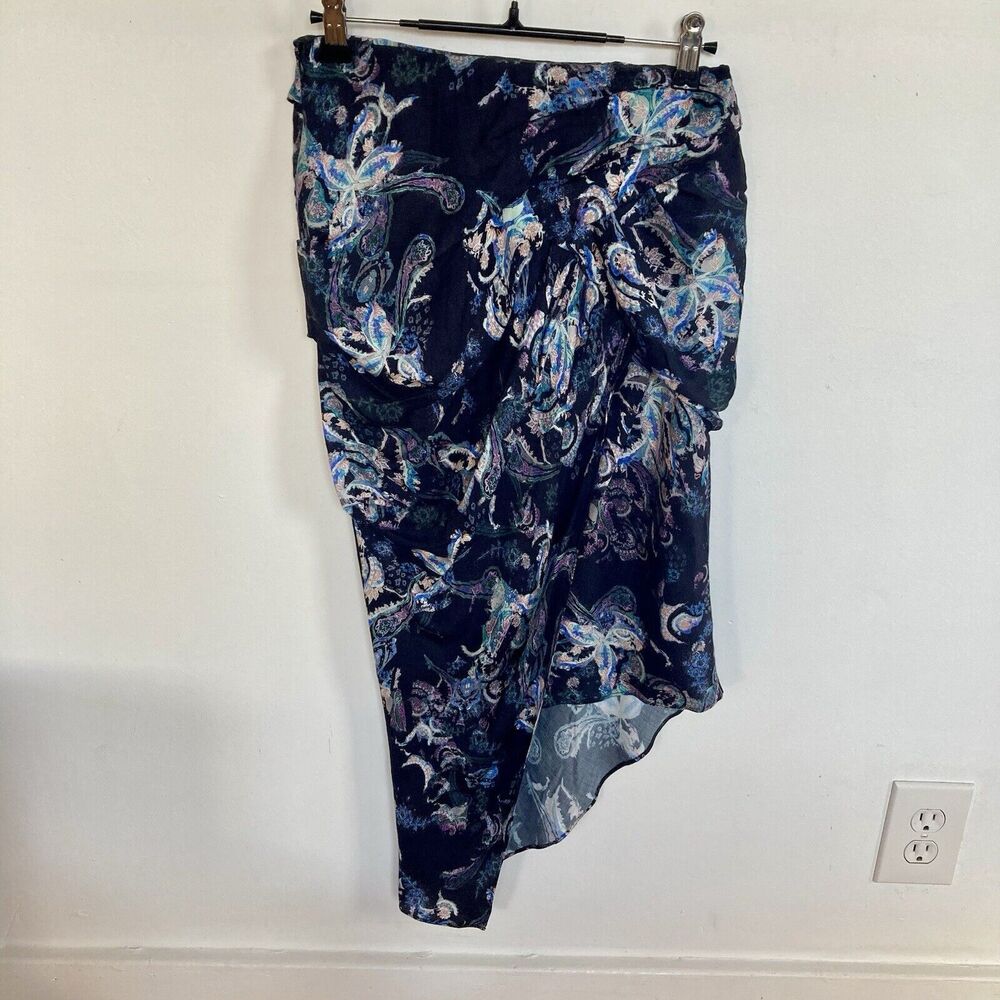 IRO Cartina Draped Asymmetrical Skirt Black with Paisley Flower Print Sz 4/S NEW - Picture 3 of 10